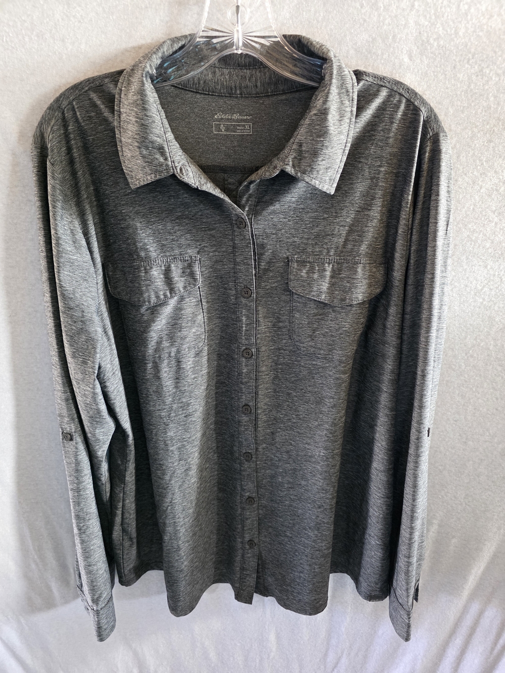 Eddie Bauer Gray Heather Long-Sleeve Button-Up Shirt